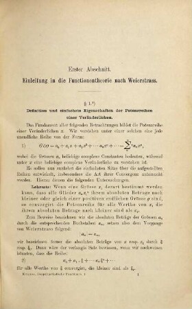 Theorie der doppeltperiodischen Functionen einer veränderlichen Größe, 1