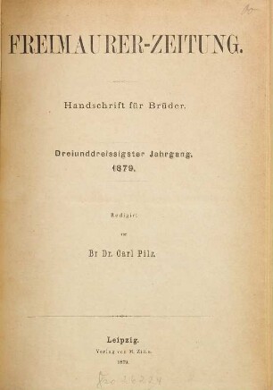 Freimaurer-Zeitung. 33. 1879