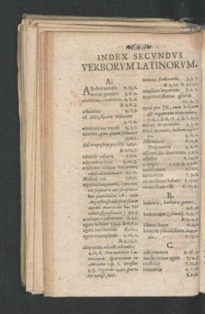 Index Secundus Verborum Latinorum.