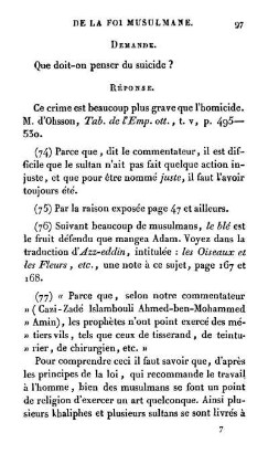 Notes sur l'exposition de la foi muselmane.