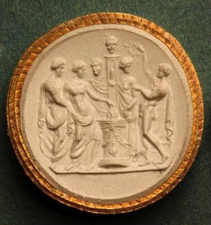 Caligula mit seinen drei Schwestern opfert Priapus (Daktyliothek, Supplement)
