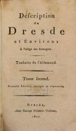 Description de Dresde et environs à l'usage des étrangers, 2