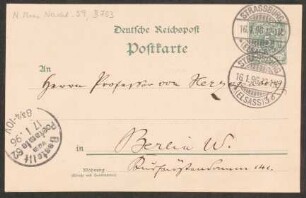 Postkarte an Heinrich von Herzogenberg : 16.01.1896
