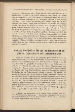 Amtliche Vorschriften für den Zeichenunterricht an höheren Lehranstalten und Lehrerseminaren.