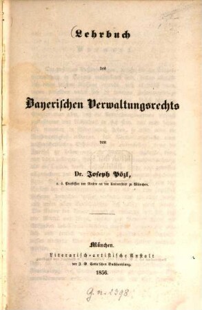Lehrbuch des bayerischen Verwaltungsrechts