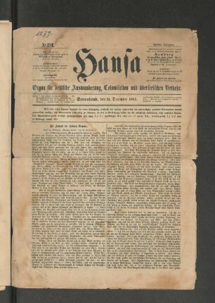 No. 191. Sonnabend, den 31. December 1853.