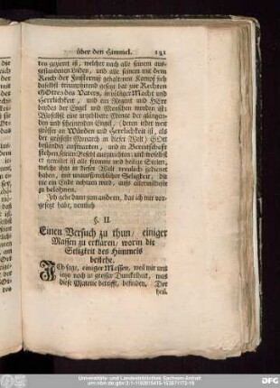 §. II. Einen Versuch zu thun, einiger Massen zu erklären, worin die Seligkeit des Himmels bestehe.