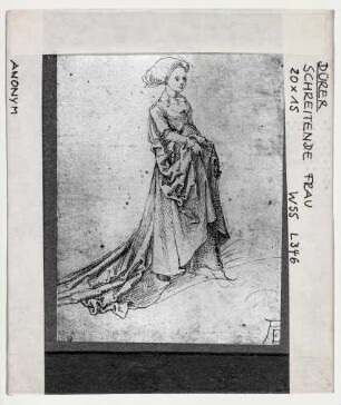 Albrecht Dürer: Schreitende Frau, Zeichnung