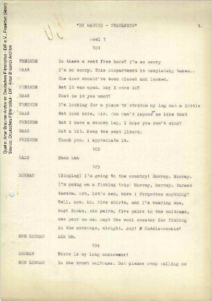 Englische Dialogliste (Auszug)