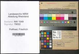 Entnazifizierung Friedrich Potthast , geb. 08.09.1903 (Techniker)