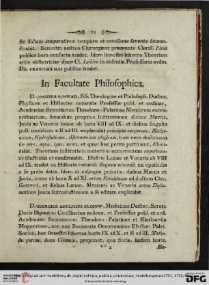 In Facultate Philosophica