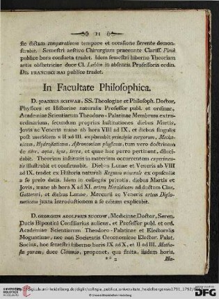 In Facultate Philosophica
