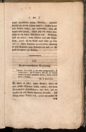 III. Unvermuthete Rettung