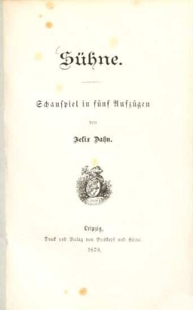 Sühne : Schauspiel in fünf Aufzügen
