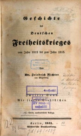 Geschichte des deutschen Freiheitskrieges : vom Jahre 1813 - 1815, 2
