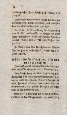 14-16, Schöne Wissenschaften, alte und neue Sprachen