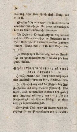 14-16, Schöne Wissenschaften, alte und neue Sprachen