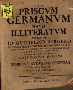 Priscum Germanum haud illiteratum