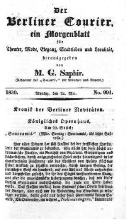 No. 991, Montag, den 24. Mai 1830