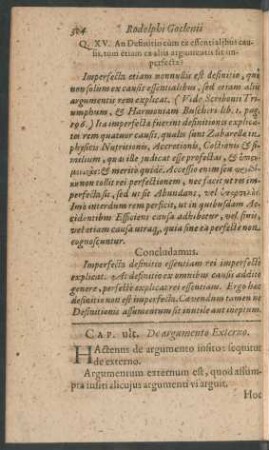 Cap. ult. De argumento Externo.