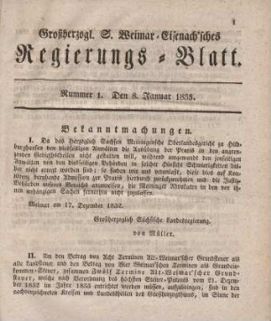 Nr. 1 : 8. Januar 1833