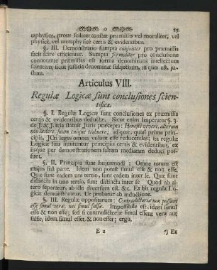 Articulus VIII. Regulae Logicae sunt conclusiones scientificae