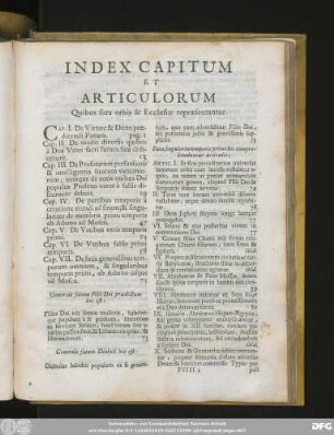 Index Capitum Et Articulorum Quibus fata orbis & Ecclesiae repraesentatur.