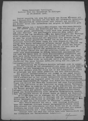Aldingen (Lkr. Tuttlingen): Inspektionsbericht 1948