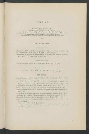 Obras de Ernesto Quesada