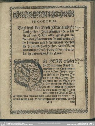 Leichenpredigt : Christliche Leichpredigt. Prooemium. [Textus]. Tractatio