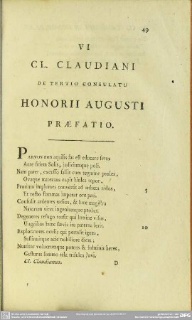 6. 7 Tertius Consulatus Honorii Aug. cum praefatione