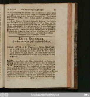 Die 43. Betrachtung. Von der lebendigen Hoffnung der Gläubigen.
