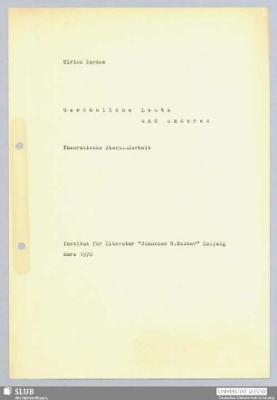 Gewöhnliche Leute und anderes