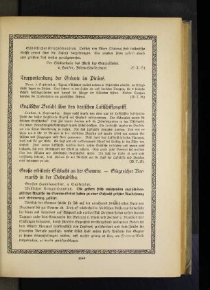 Große erbitterte Schlacht an der Somme. - Siegreicher Vormarsch in der Dobrudscha.