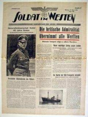 Kriegszeitung "Soldat im Westen" u.a. zum 40jährigen Dienstjubiläum von Generalfeldmarschall Keitel