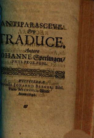 Antiparasceve pro traduce