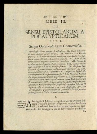 Cap. I. Scripti Occasio, & status Controversiae