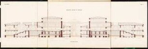 Preußisches Parlament, Berlin Schinkelwettbewerb 1868: Längsschnitt; Maßstabsleiste