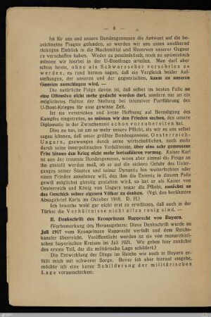 II. Denkschrift des Kronprinzen Rupprecht von Bayern