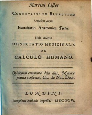 Conchyliorum Bivalvium utriusque aquae exercitatio anatomica tertia