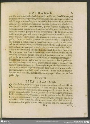 XXXVIII. Beza. Piscatori
