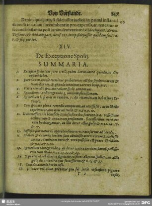 XIV. De Exceptione Spolij