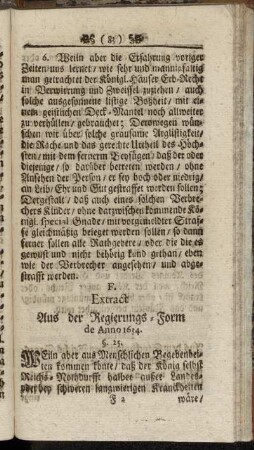 F. Extract Aus der Regierungs-Form de Anno 1634