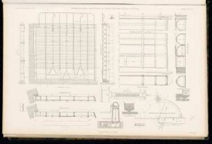 Schleusentor in einem Arm der Seine, Paris: Ansicht, Schnitte, Details (aus: Atlas zur Zeitschrift für Bauwesen, hrsg. v. G. Erbkam, Jg. 15, 1865)