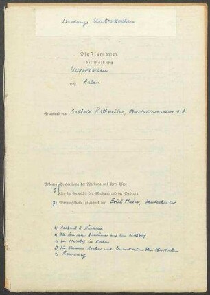 2 Fragebogen und 2 Karten Unterkochen, OA Aalen