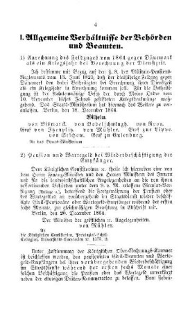 Pension und Wartegeld bei Wiederbeschäftigung der Empfänger : [I. Allgemeine Verhältnisse der Behörden und Beamten]