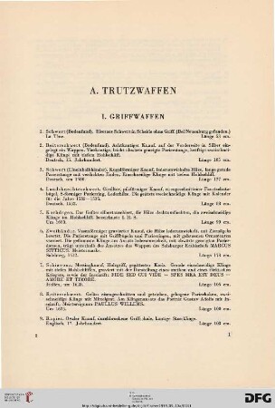 A. Trutzwaffen (Nr. 1-39)