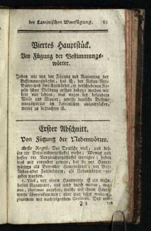 Viertes Hauptstueck: Von Fuegung der Bestimmungswoerter