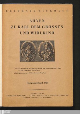 Erg.-Bd.: Ahnen zu Karl dem Grossen und Widukind in 765 Ahnenstämmen