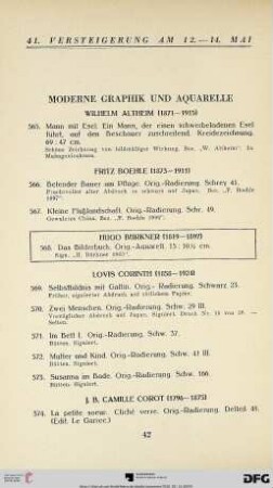 Moderne Graphik und Aquarelle (Nr. 565-851)
